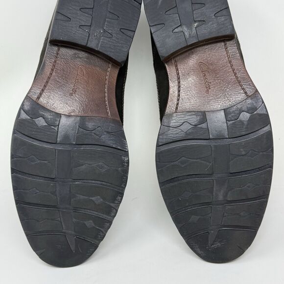 Clarks Denton Dane Derby Shoes Mens 10 M Brown Nubuck Leather Wingtip Oxford - Picture 15 of 15